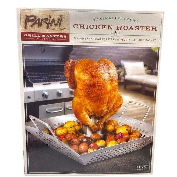 New! Parini Cookware Stainless Steel Chicken Roaster - Picture 2 of 11